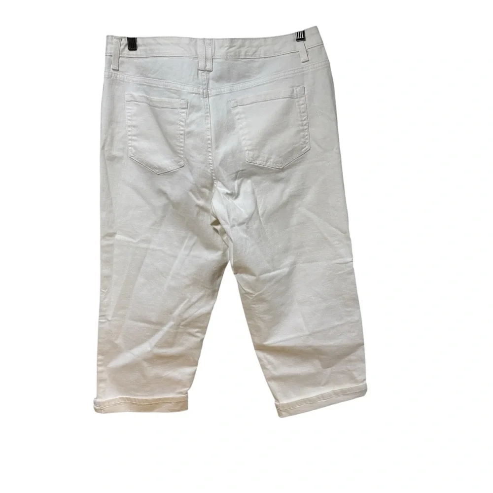 Style&co Denim White Capri Jeans Womens 12 Mid Rise Cropped Cuffed #680‎